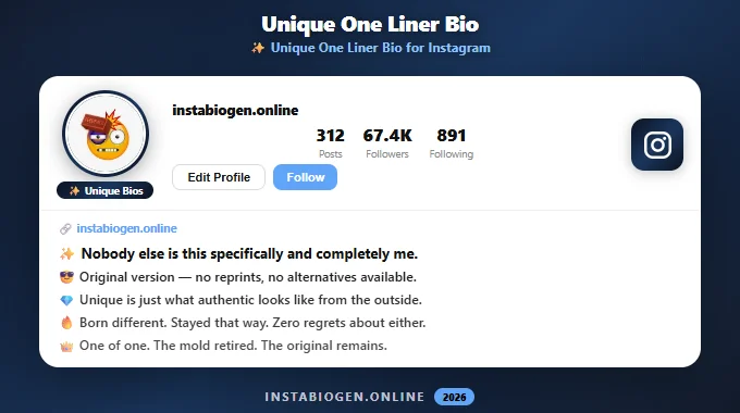 Unique One Liner Bio for Instagram